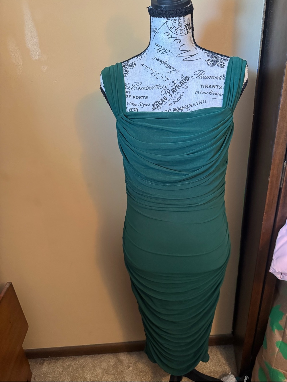 Elegant Green Ruched Tank Dress